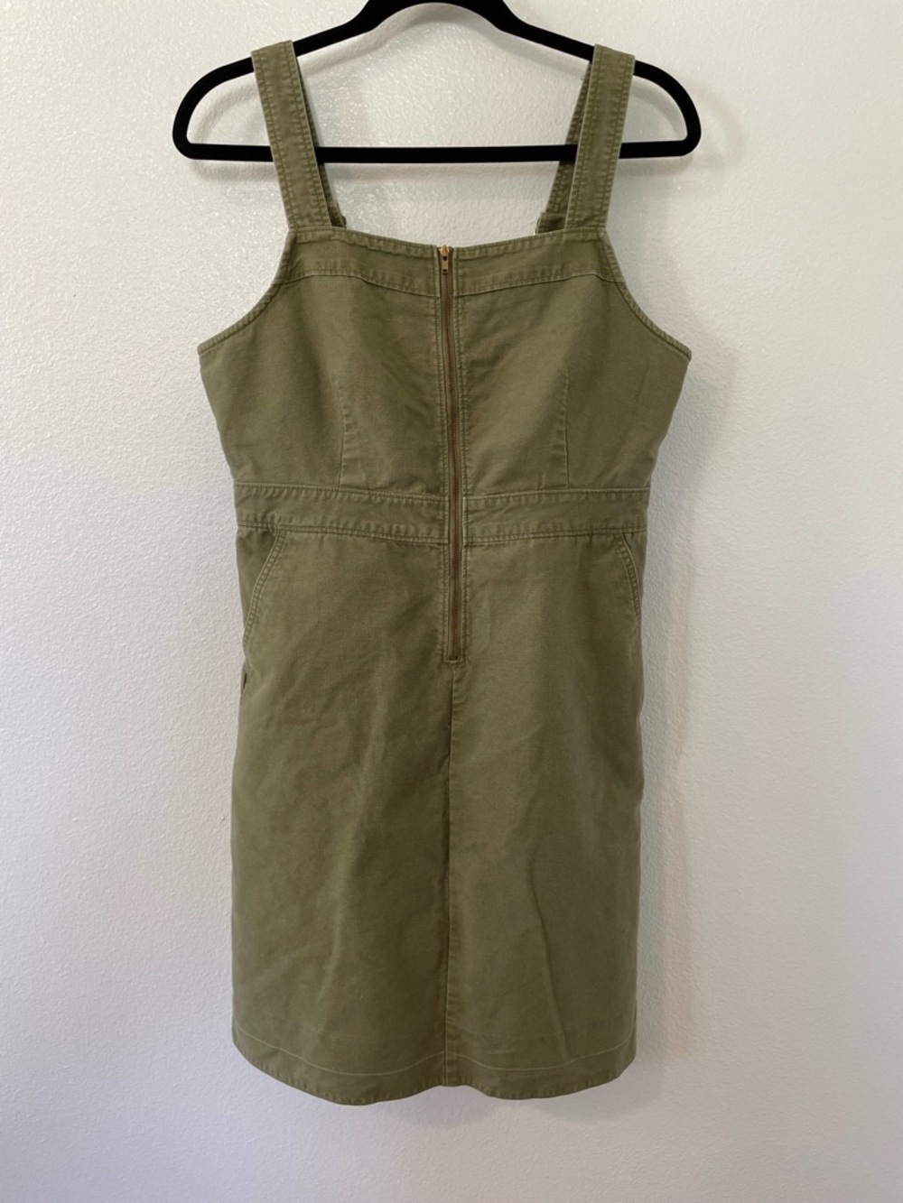 J. Crew Olive Cotton Dress with Front Zip